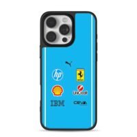 Ferrari Puma logos blue stripes iPhone 16 Pro Max Black Case