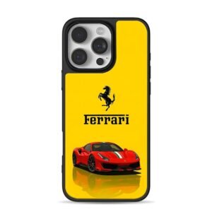 Ferrari red sports car yellow iPhone 16 Pro Max Black Case