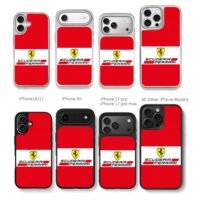 Ferrari Scuderia logo red white Chris Brown Phone Case Black Electroplated Silver For Iphone 11 To 17