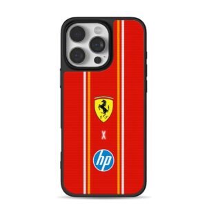 Ferrari x HP on red racing stripe Phone Case for iPhone 11-17 & Samsung Galaxy S24-S26