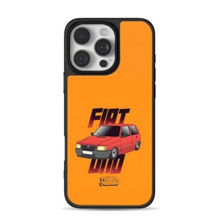 Fiat Uno red cartoon car on orange iPhone 16 Pro Max Black Case