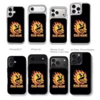 Fiery PacMan eating coins PACMAN Chris Brown Phone Case Black Electroplated Silver For Iphone 11 To 17