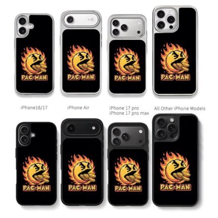 Fiery PacMan eating coins PACMAN Chris Brown Phone Case Black Electroplated Silver For Iphone 11 To 17