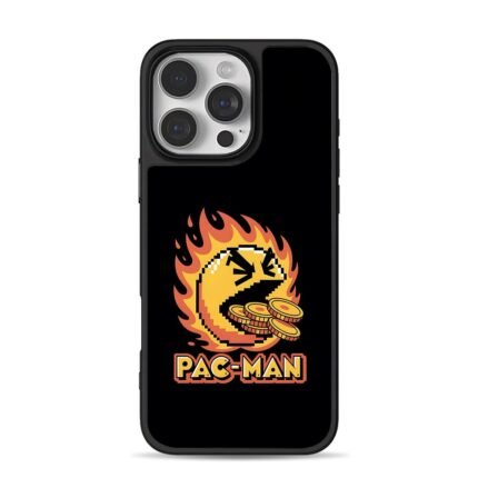 Fiery PacMan eating coins PACMAN iPhone 16 Pro Max Black Case