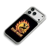 Fiery PacMan eating coins PACMAN iPhone 17 Pro Max Electroplated Silver Case2