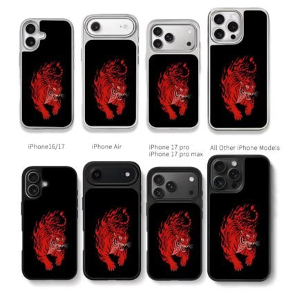 Fiery red roaring flame tiger Chris Brown Phone Case Black Electroplated Silver For Iphone 11 To 17