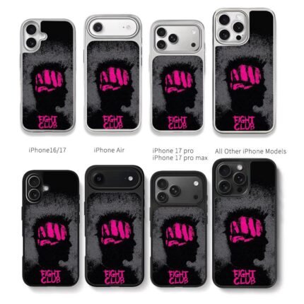 Fight Club pink fist man head art Chris Brown Phone Case Black Electroplated Silver For Iphone 11 To 17