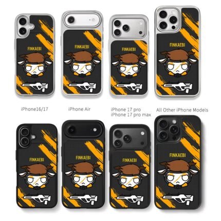FINKAEBI cartoon rifle strokes Chris Brown Phone Case Black Electroplated Silver For Iphone 11 To 17