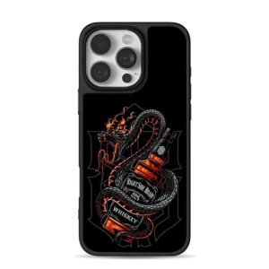 Flaming snake coiled whiskey Phone Case for iPhone 11-17 & Samsung Galaxy S24-S26