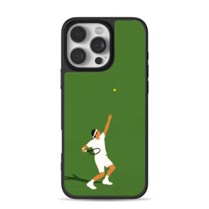 Flat Roger Federer tennis serve art iPhone 16 Pro Max Black Case