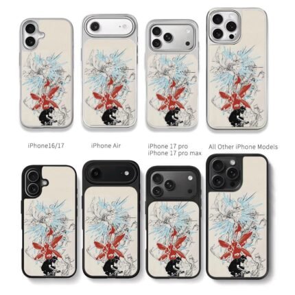 Floral art blue crystals red splash Chris Brown Phone Case Black Electroplated Silver For Iphone 11 To 17