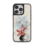 Floral art blue crystals red splash Phone Case for iPhone 11-17 & Samsung Galaxy S24-S26