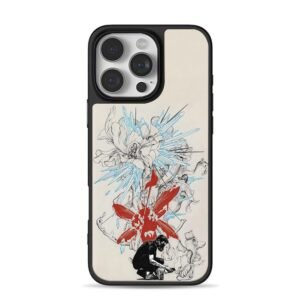Floral art blue crystals red splash Phone Case for iPhone 11-17 & Samsung Galaxy S24-S26