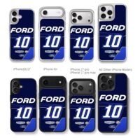 Ford 10 StewartHaas Nascar Chris Brown Phone Case Black Electroplated Silver For Iphone 11 To 17