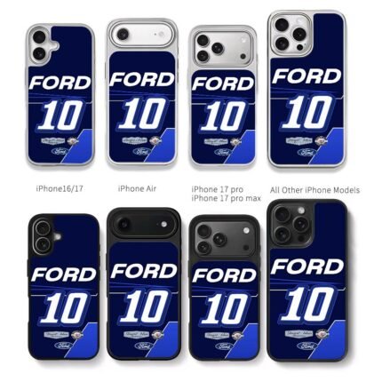 Ford 10 StewartHaas Nascar Chris Brown Phone Case Black Electroplated Silver For Iphone 11 To 17