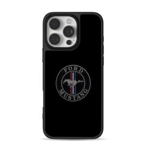 Ford Mustang horse stripe logo iPhone 16 Pro Max Black Case