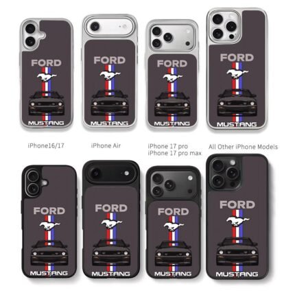 Ford Mustang pony car stripes Chris Brown Phone Case Black Electroplated Silver For Iphone 11 To 17