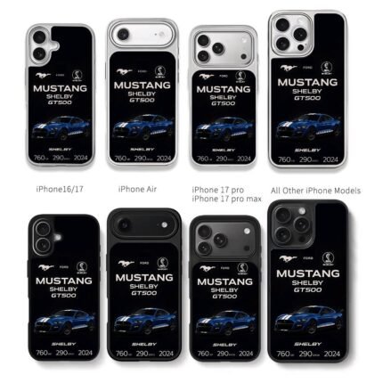 Ford Shelby Mustang GT500 blue Chris Brown Phone Case Black Electroplated Silver For Iphone 11 To 17