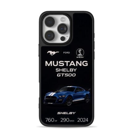 Ford Shelby Mustang GT500 blue iPhone 16 Pro Max Black Case