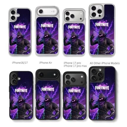 Fortnite Raven skin lightning Chris Brown Phone Case Black Electroplated Silver For Iphone 11 To 17