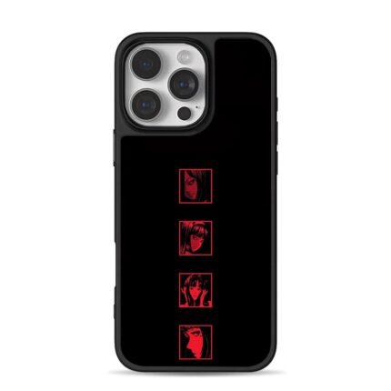 Four red Tomie anime headshots iPhone 16 Pro Max Black Case