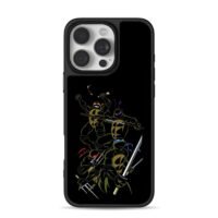 Four TMNT with their weapons iPhone 16 Pro Max Black Case