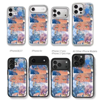 Frieren blue flower anime collage Chris Brown Phone Case Black Electroplated Silver For Iphone 11 To 17