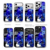 Gabby Hello Kitty blue collage Chris Brown Phone Case Black Electroplated Silver For Iphone 11 To 17