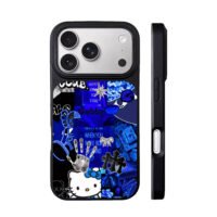 Gabby Hello Kitty blue collage iPhone 17 Pro Max Black Case