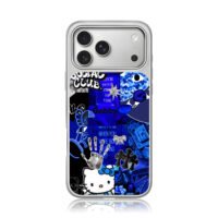 Gabby Hello Kitty blue collage iPhone 17 Pro Max Electroplated Silver Case1
