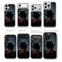 Gangster in fedora smoking cigar Chris Brown Phone Case Black Electroplated Silver For Iphone 11 To 17