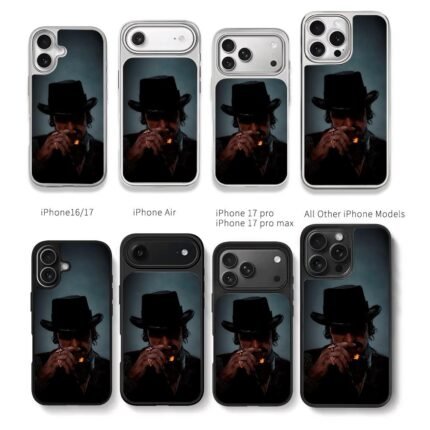 Gangster in fedora smoking cigar Chris Brown Phone Case Black Electroplated Silver For Iphone 11 To 17