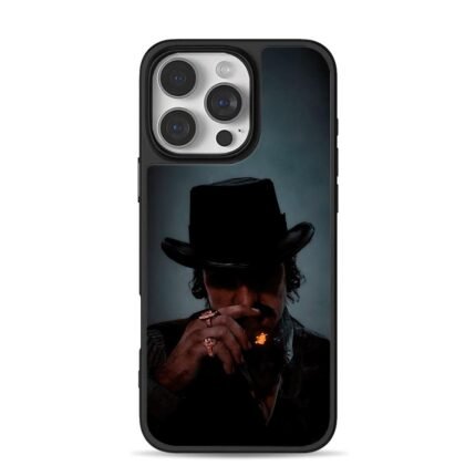 Gangster in fedora smoking cigar iPhone 16 Pro Max Black Case