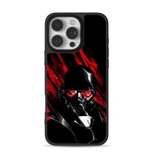 Gas mask soldier red black art Phone Case for iPhone 11-17 & Samsung Galaxy S24-S26