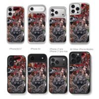 Genshin anime graffiti masked Chris Brown Phone Case Black Electroplated Silver For Iphone 11 To 17