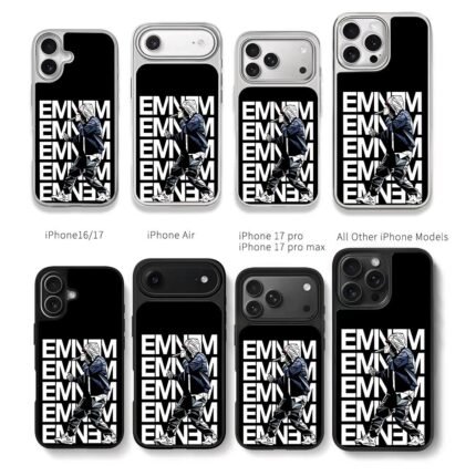 Geometric Eminem rapping with mic Chris Brown Phone Case Black Electroplated Silver For Iphone 11 To 17