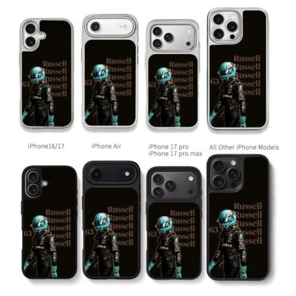 George Russell F1 Mercedes 63 Chris Brown Phone Case Black Electroplated Silver For Iphone 11 To 17