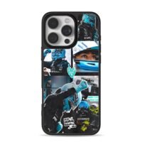 GeorgeRussellF1MercedesCollage iPhone 16 Pro Max Black Case