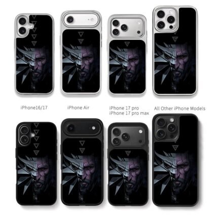Geralt Witcher wolf split face art Chris Brown Phone Case Black Electroplated Silver For Iphone 11 To 17
