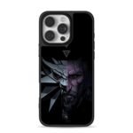 Geralt Witcher wolf split face art iPhone 16 Pro Max Black Case