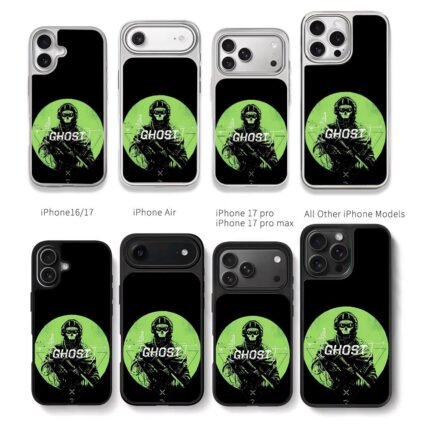 Ghost COD masked soldier art Chris Brown Phone Case Black Electroplated Silver For Iphone 11 To 17