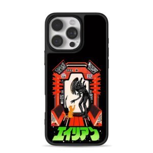 Ginger cat Xenomorph retro art iPhone 16 Pro Max Black Case