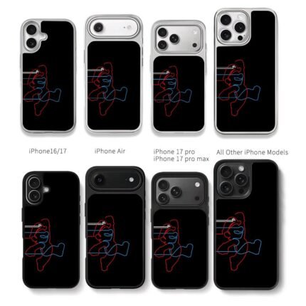 Glitch neon Super Mario jumping art Chris Brown Phone Case Black Electroplated Silver For Iphone 11 To 17