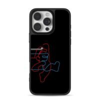 Glitch neon Super Mario jumping art iPhone 16 Pro Max Black Case