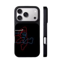 Glitch neon Super Mario jumping art iPhone 17 Pro Max Black Case