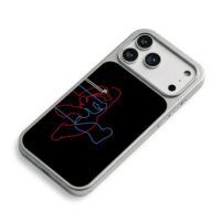Glitch neon Super Mario jumping art iPhone 17 Pro Max Electroplated Silver Case2