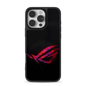Glitch ROG eye red purple logo iPhone 16 Pro Max Black Case