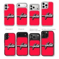 Glitchy retro Hustle text on vivid red background Chris Brown Phone Case Black Electroplated Silver For Iphone 11 To 17