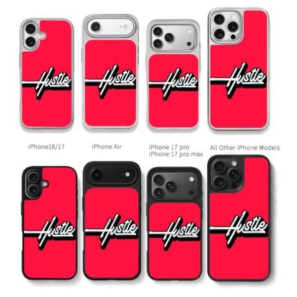 Glitchy retro Hustle text on vivid red background Chris Brown Phone Case Black Electroplated Silver For Iphone 11 To 17