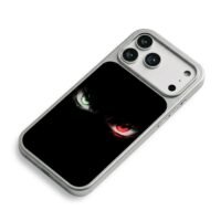 Glowing evil green red eyes iPhone 17 Pro Max Electroplated Silver Case2
